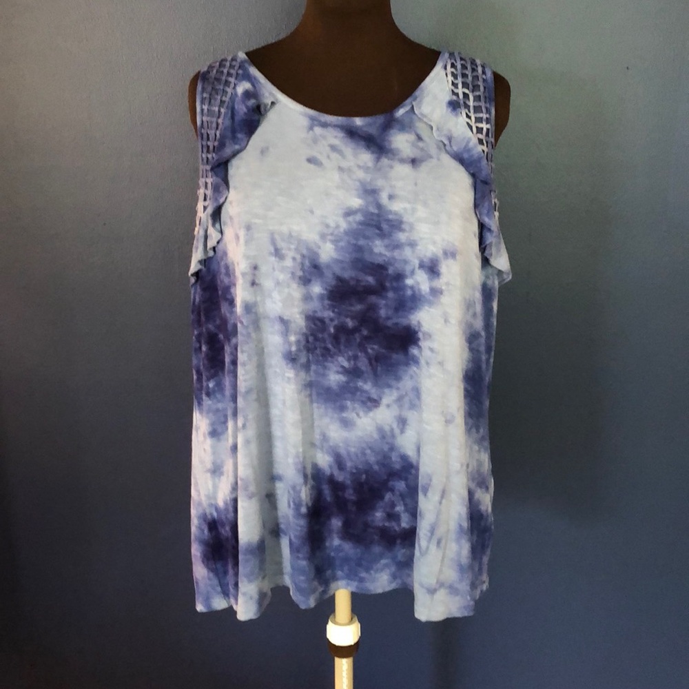 Maurices Tie Dye Midnight Blue and White Tank